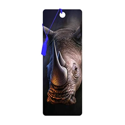 Image of 3D LiveLife Bookmark White Rhino from Deluxebase. A with lenticular Artwork Licensed Renowned Artist Jerry LoFaro