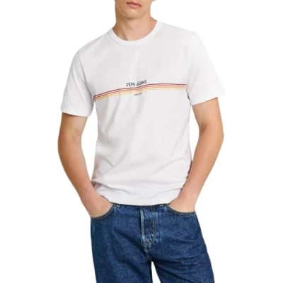 Image of Pepe Jeans ADUR Print Tshirt, Men&#039;s, Size: XXL, White