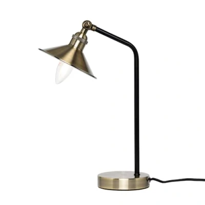 Image of LITECRAFT Danica Table Lamp Adjustable Base with Diner Shade Antique Brass