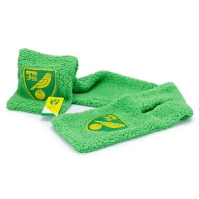 Image of The Gift Scholars Officially Licenced Norwich City Sherpa Scarf (154 cm Long) Made from Eco Friendly Recycled Materials Perfect for Keeping Warm and showing Your Canaries Pride
