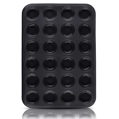 Image of Belmalia Mini Muffin Tray Silicone, 24 Holes, 34 x 2 cm, Non Stick Coating, Cupcake Muffins Tin Black
