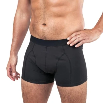 Image of MoliCare Men Invisible Absorbent Washable Incontinence Pants, Protective Boxers for Drips and Dribbles, Size L, at 60 C, No Biocides, Oeko Tex, Tumble Dry Safe, Black