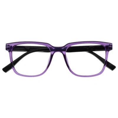 Image of OPULIZE LEO Reading Glasses Large Rectangular Frame Purple Black Arms Mens Womens Spring Hinges R55 5 +1.00