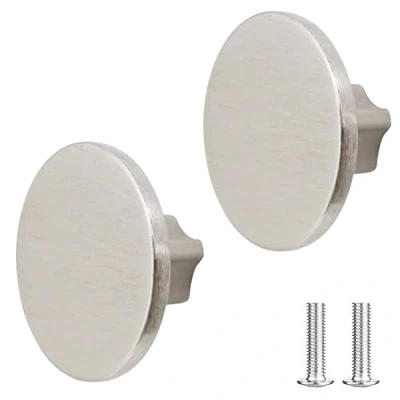 Image of Decoranddecor Vesta 40mm Round Kitchen Cabinet Furniture Knob Zinc Alloy (2 Pack, Brushed Chrome)