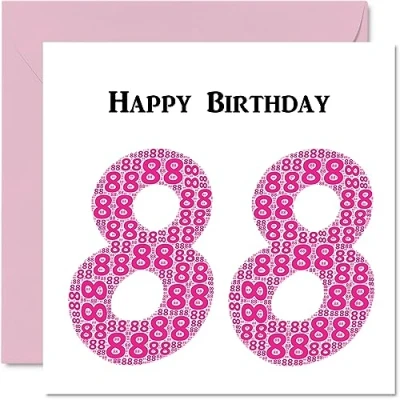 Image of Fun 88th Birthday Cards for Woman Shapecloud Happy Card Dad Mum Great Grandad Grandpa Nanny Grandma Gran Uncle Auntie, 145mm x Greeting Cards,