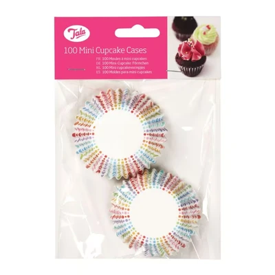 Image of Tala, 100 Rainbow Design Mini Cupcake Cases, 9cm Diameter, Perfect for Smaller Shallow Cupcakes and Fairy Cakes, Ideal Birthdays Celebrations