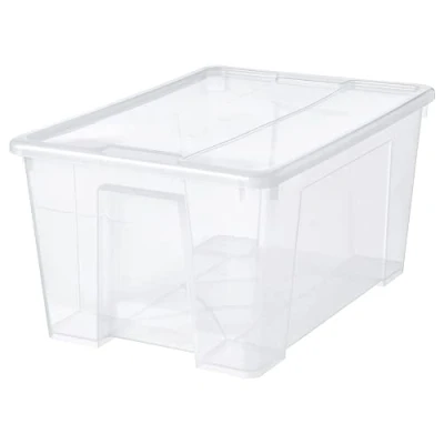 Image of SAMLA Box with lid, transparent57x39x28 cm/45 l