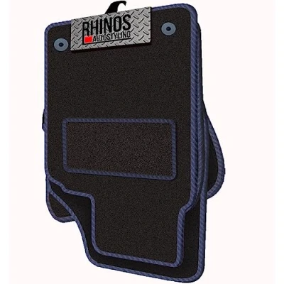 Image of TAILORED FOR Suzuki Ignis (2021 ONWARDS) FULL SET OF LUXURY INTERIOR FLOOR CARPET CAR MATS BLACK MAT + NAVY BLUE EDGING