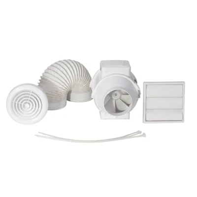 Image of Airflow 9041407 Aventa 100mm in Line Timer Shower Fan Kit, Set of 4 Pieces