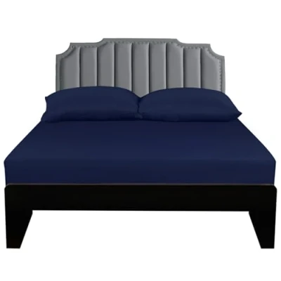 Image of Lirex Fitted Sheet, Single Size 100% Cotton 300 Thread Count Soft Breathable Dark Blue