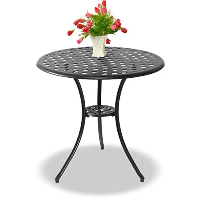 Image of Centurion Supports OSHOWA Black Garden and Patio Cast Aluminium Bistro Table