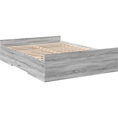Image of vidaXL Bed Frame with Drawers without Mattress Grey Sonoma 135x190 cm Double