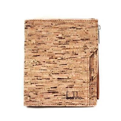 Image of Boshiho Cork Wallet, Men&#039;s RFID Blocking Wallet with Card Holder Driver License Slot and Zipper Coin Pocket Bifold Purse Great Vegan Gift for Men