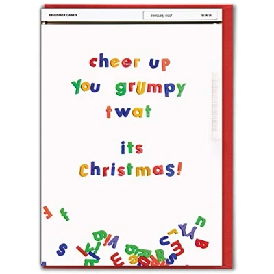 Image of Brainbox Candy Rude Christmas Cards for Mates &#039;Cheer Up Grumpy Tw*t&#039; Hilarious Offensive Funny Xmas Perfect Insulting Friends Brothers Dads