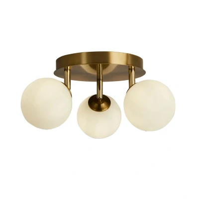 Image of Crosby 3 Light Semi,Flush Gold, Opal Glass