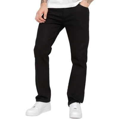 Image of BRAND KRUZE Mens Straight Leg Jeans Casual Cotton Regular Fit Denim Pants for All Waist Sizes KZ109 Black 30W / 27L