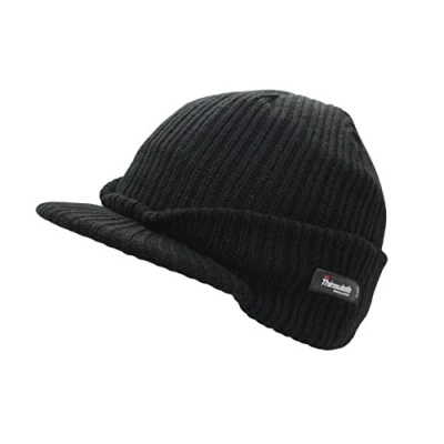 Image of Unisex Black Thinsulate Winter Peak Beanie Hat