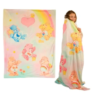 Image of Franco Retro Care Bears Bedding Super Soft Plush Throw, 46 in x 60 in, (Officially Licensed Product) Collectibles