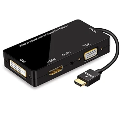 Image of ConnBull HDMI to VGA DVI Adapter Supports 480P 720P 1080P HD with Audio Multiport Video Converter, Black