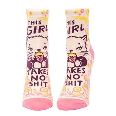 Image of Q Ankle Sock :This Girl Takes No Shit, Women 5 10, Multicolor