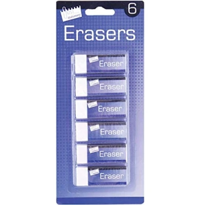 Image of 2x Just Stationery Eraser White (Pack of 6)