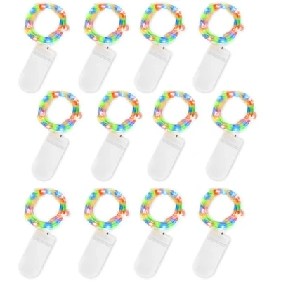 Image of Jsdoin Fairy Lights, 12 Pack 2m 20 Led Battery Operated String Lights Copper Wire Light for Indoor Outdoor Lighting, Bedroom, Wedding Decor, Party, Christmas, Tree Decoration (Multicolour)