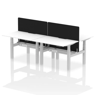 Image of Air B2B 1200x800 Adjustable 4P Bench Desk Scallop White/Silver +Screen