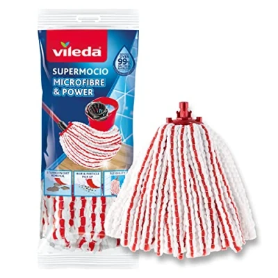 Image of Vileda 2 Pieces Microfibre SuperMocio &amp; Power Mop Head Fibre Cloth 7 x 14 40 cm