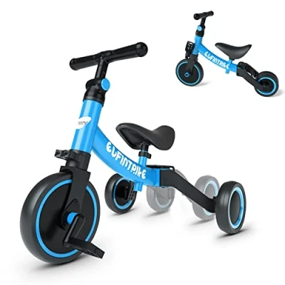 Image of besrey 5 in 1 Toddler Bike for 10 Month to 4 Years Old Kids, Tricycle Kids Trikes Tricycle, Gift &amp; Toys Boy Girl, Balance Training, Removable Pedals Blue