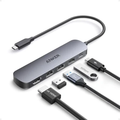 Image of Anker USB C Hub (5 in 1), 4K@30Hz HDMI with 100W Max Power Delivery, and A Data Ports, Compact Stylish for MacBook, Dell XPS, More (Charger Not Included)