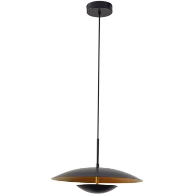 Image of Lindby LED pendant light Tiama, metal, black/gold, Ø 40 cm