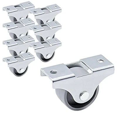 Image of SKIR&#039;CO (Pack of 8 pcs) Small 25 mm Furniture Castors, Grey Plastic Wheels, Non Swivel, Fixed Casters, One Way Direction (8)