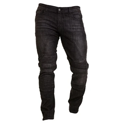 Image of Qaswa Mens Motorcycle Jeans Denim Pants Motorbike Trousers Biker Stretch Aramid Protection Lining