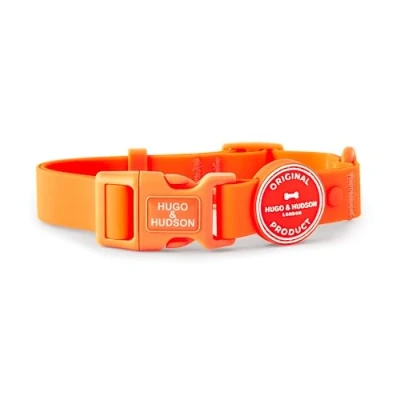 Image of HUGO &amp; HUDSON Waterproof Dog Collar, Anti Odor and Easy to Clean Adjustable Pet Orange, L