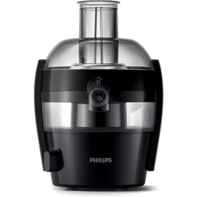 Image of Philips Viva Collection Compact Juicer, 1.5 Litre, 500 Watt, Quick Clean Technology, Drip Stop, Dishwasher Safe Parts, See through Pulp Container, Direct Serve, Black (HR1832/01)