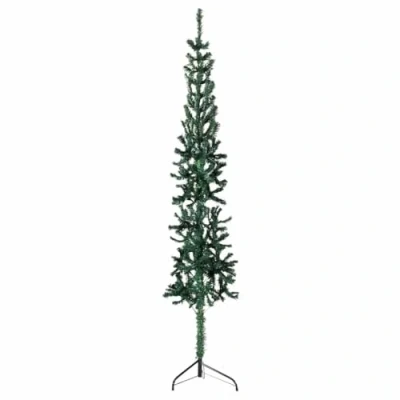Image of &#039;vidaXL Green Artificial Half Christmas Tree with Stand Slim Space saving Design, Reusable PVC Material, Easy to Assemble 210 cm