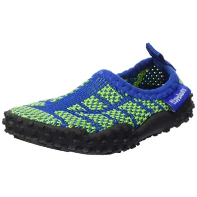 Image of Playshoes Unisex Kid&#039;s Knitted Beach Footwear with UV Protection Water Shoes, Blue (Blau/Gruen 791), 4 UK Child