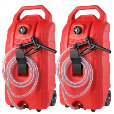 Image of VEVOR 16 Gallon Fuel Caddy, 7.8 L/min, Portable Gas Storage Tank Container with Hand Pump Rubber Wheels, Transfer for Gasoline Diesel Machine Oil Car Mowers Tractor Boat Motorcycle