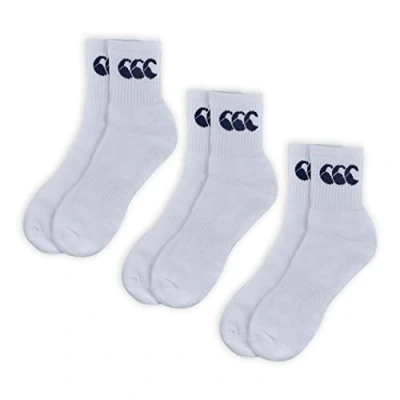 Image of Canterbury Unisex Crew 3 Pack Socks, White/Navy, S