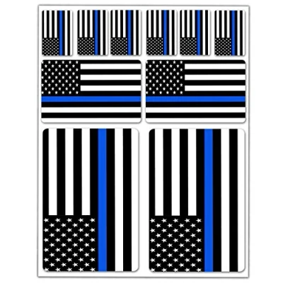Image of Biomar Labs® 10 x Vinyl Stickers Set Decals USA American Thin Blue Line National Flag Car Motorcycle Helmet D 37