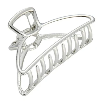 Image of Ladies Hair Claw Clip Metal Jaw Clamp Thick Updo Tools Triangle Silver