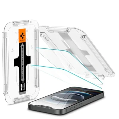 Image of Spigen Glas.tR EZ Fit Sensor Protection Tempered Glass Screen Protector for iPhone 16e, 14, 13, 13 Pro 2 Pack