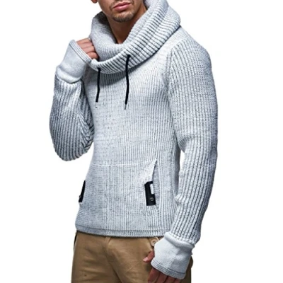 Image of Leif Nelson Men&#039;s Pullover Knit Sweater Chunky Shawl Collar LN 5060 Grey XXX Large