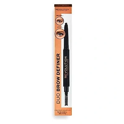 Image of Makeup Revolution Duo Brow Definer Pencil, Add Definition, Includes Brush, Medium Brown