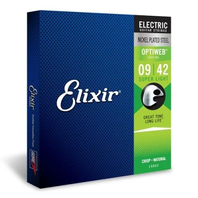 Image of Elixir 19002® Strings Electric Guitar with OPTIWEB® Coating, Super Light (.009 .042), Blue
