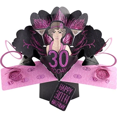 Image of Suki Gifts International Pop Up Card Happy Birthday 30, Multi Colour, 13 x 21 19 cm