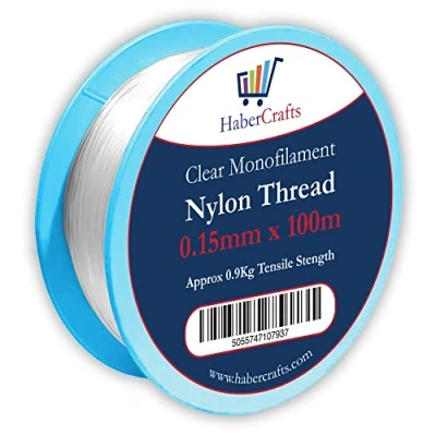 Image of 0.15mm Clear Nylon Thread Invisible String Non Stretch Fishing Wire Transparent Plastic Sewing For Hanging Decorations Craft Party Balloon Arch Beading &amp; Jewellery Making Approx Tensile Strength 0.9kg (0.15mm x 100m 1 Spool)