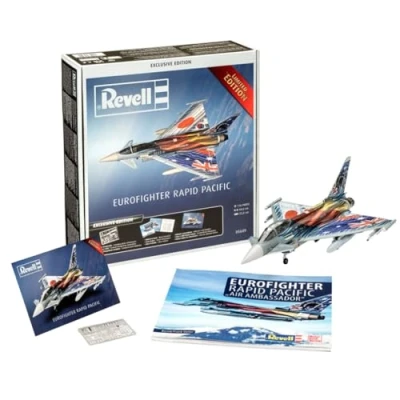 Image of Revell Gift Set 05649 Eurofighter Pacific Platinum Edition 1:72 Scale Unbuilt Plastic Model Kit With Photoetched parts, Collectors Card &amp; Illustrated Book