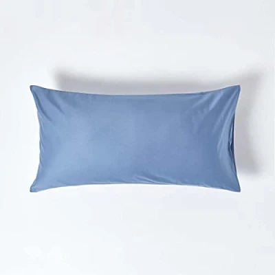 Image of HOMESCAPES 1000 Thread Count Egyptian Cotton Blue King Size Pillowcase Luxury Housewife Pillow Case
