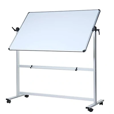 Image of VIZ PRO Double Sided Magnetic Revolving Mobile Whiteboard, Aluminium Frame &amp; Stand,W110xH75 cm
